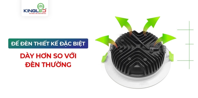 Đế đèn dày giúp tản nhiệt tốt hơn hẳn