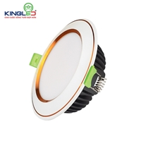 Đèn led âm trần Diamond 10W lỗ khoét 90, mặt cong viền vàng, 3 màu ánh sáng. Sử dụng chip led  Samsung CRI>90, bảo hành 2 năm chính hãng, tuổi thọ 50.000 giờ.