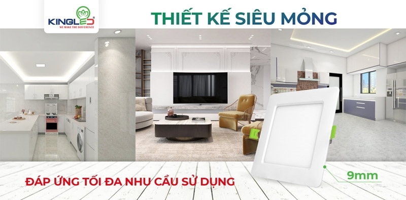 Thiết kế siêu mỏng của đèn âm trần Kingled mặt vuông