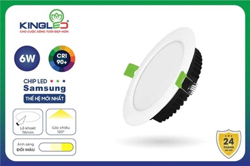 Đèn âm trần 3 màu Downlight Ruby Kingled có độ hoàn màu cao